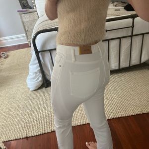 Stradivarius Straight Fit White Jeans